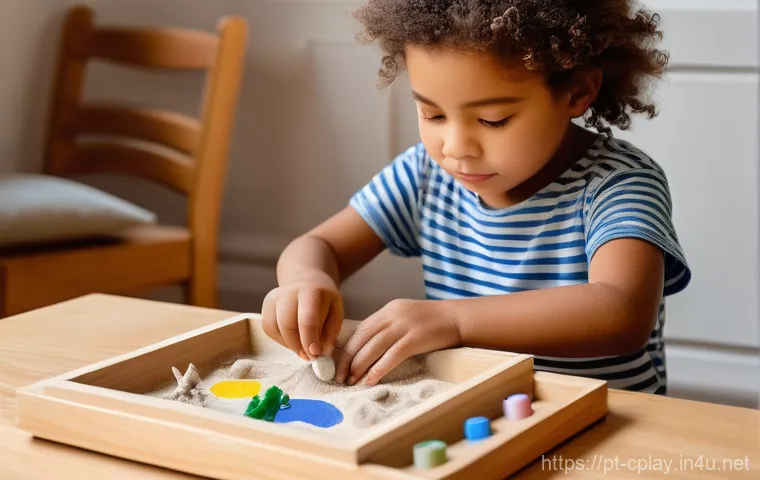 놀이치료사로서 필요한 연수 추천 - **Prompt:** A split-screen digital illustration showcasing an online play therapy session. On one si...