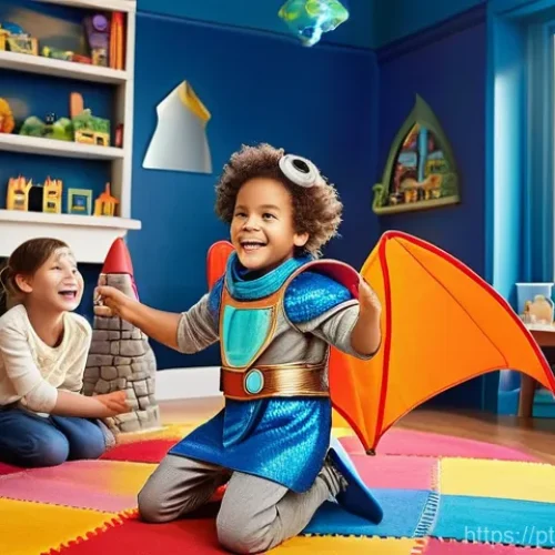 Home 28 놀이치료에서의 놀이 주제별 효과 - **Prompt:** A diverse group of joyful children, aged 6-9, engaged in imaginative role-play within a ...