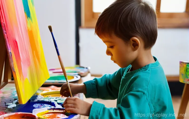 놀이치료에서의 놀이 주제별 효과 - **Prompt:** A vibrant scene of children, aged 7-10, enjoying a sunny afternoon in a lush, green park...