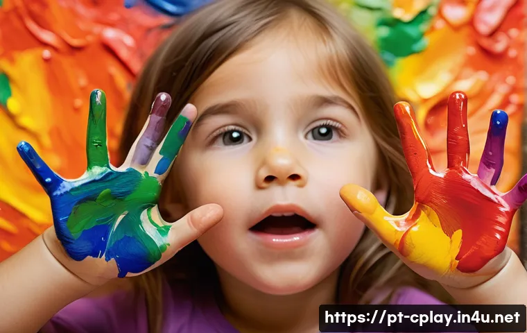 놀이치료사로서 아동 정서 문제 해결법 - **Prompt: Emotional Expression Through Art**
A close-up, warm-toned photograph captures a child ...