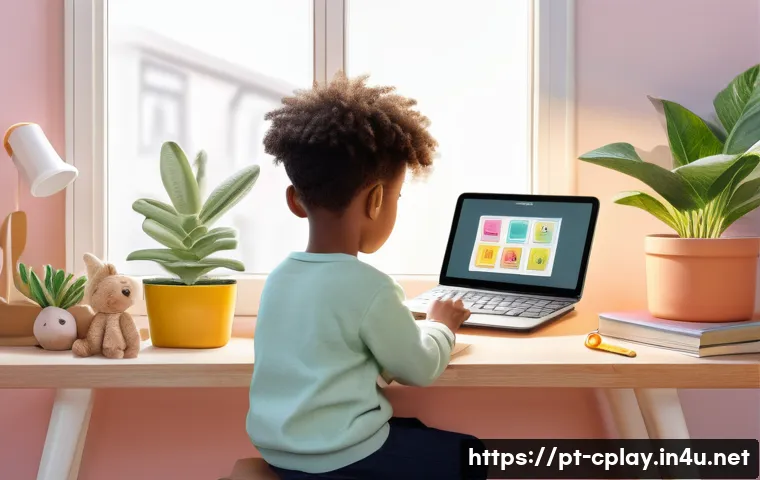 놀이치료사로서 온라인 상담 활용 - A cozy and bright virtual therapy room setting for a child’s online session, featuring a well-lit ho...