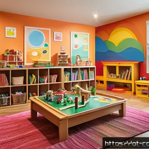 Home 33 놀이치료사로서 회복탄력성 키우기 - A warm, colorful therapeutic playroom designed for children, featuring soft lighting and organized s...