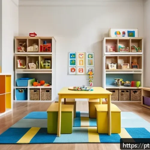 Home 17 놀이치료사로서의 직업적 성장 계획 - A warm and inviting therapeutic playroom designed for children aged 3 to 6 years old, featuring colo...