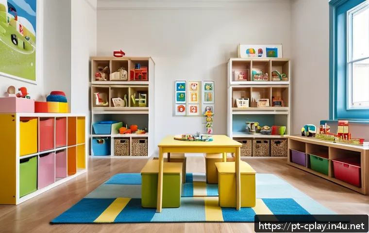 놀이치료사로서의 직업적 성장 계획 - A warm and inviting therapeutic playroom designed for children aged 3 to 6 years old, featuring colo...